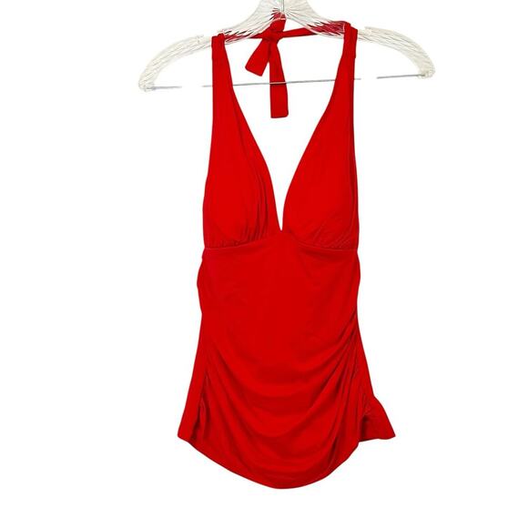 Bleu by Rod Beattie Lined Shirred Kore Halter Tankini Swimsuit Red Size 6 NWT - Picture 9 of 14